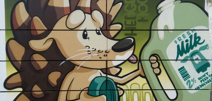 Hedgehog mural by Roo