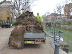 Vegetated mats on truck
