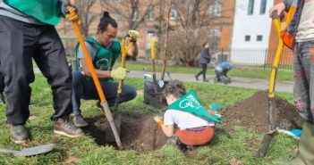 Photo of volunteers planting a tree